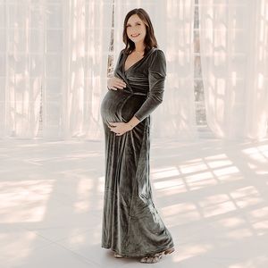 Baltic Born Esmerelda Velvet Wrap Maxi Dress - Sz L / Color Eucalyptus